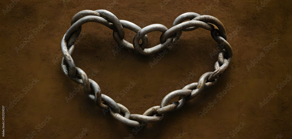 Obraz premium Metal love heart symbolizing strength and enduring affection with a sleek industrial finish.
