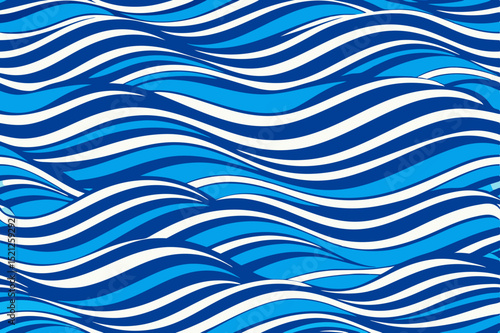 seamless ocean wave pattern with abstract blue water lines for marine and aquatic design themes