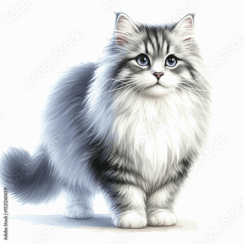 Frosted Cuddle Muse Cat Siberian isolated watercolor vector illustration svg