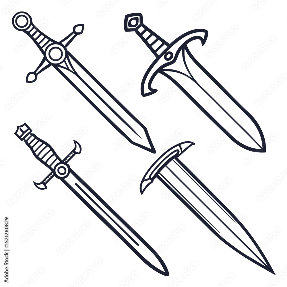 Vector art big knife and war tools icon set Vector art big knife and war tools icon set