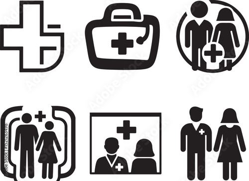 Medical Icons Set for Healthcare Professionals and Institutions, Collection of Medical Symbols in a Clean Design