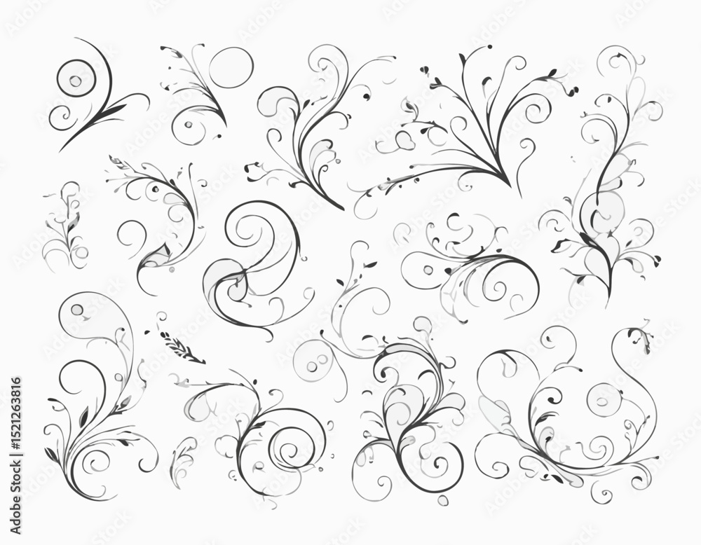Delicate Swirls and Flourishes Line Dividers for Elegant Calligraphy Designs Delicate Swirls and Flourishes Line Dividers for Elegant Calligraphy Designs