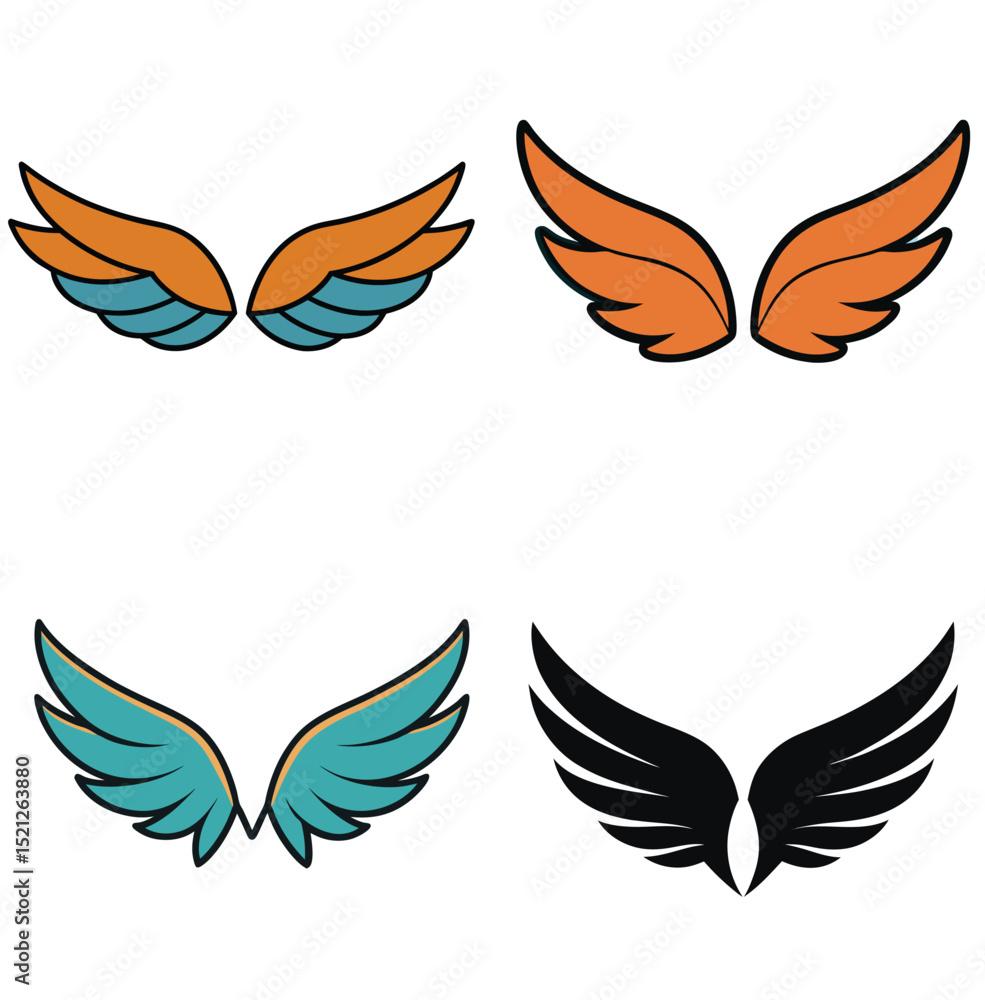 Obraz premium Wing vector icon set design art 