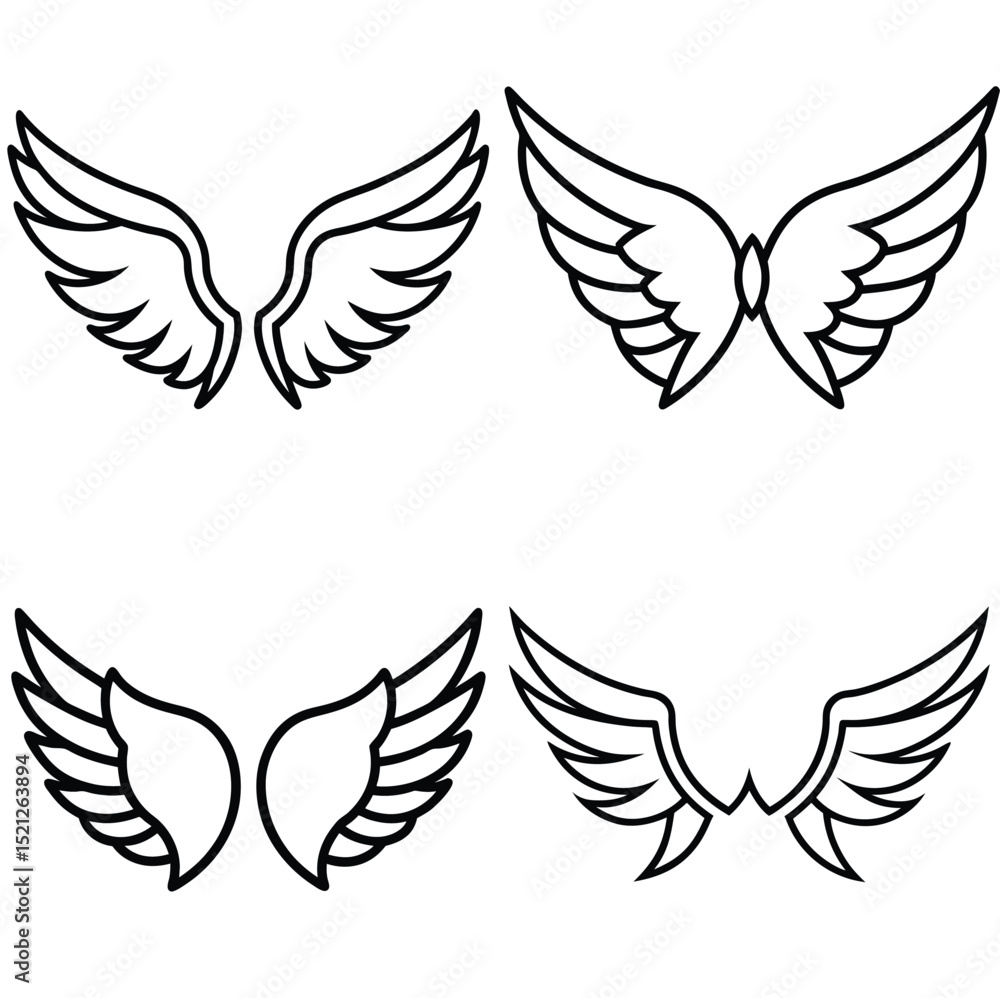 Obraz premium Wing vector icon set design art 