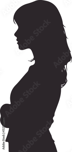 Silhouette of a young woman with flowing hair, exuding elegance and mystery.
