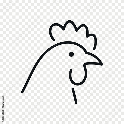 Farm chicken outline vector icon