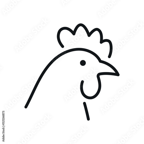 Farm chicken outline vector icon
