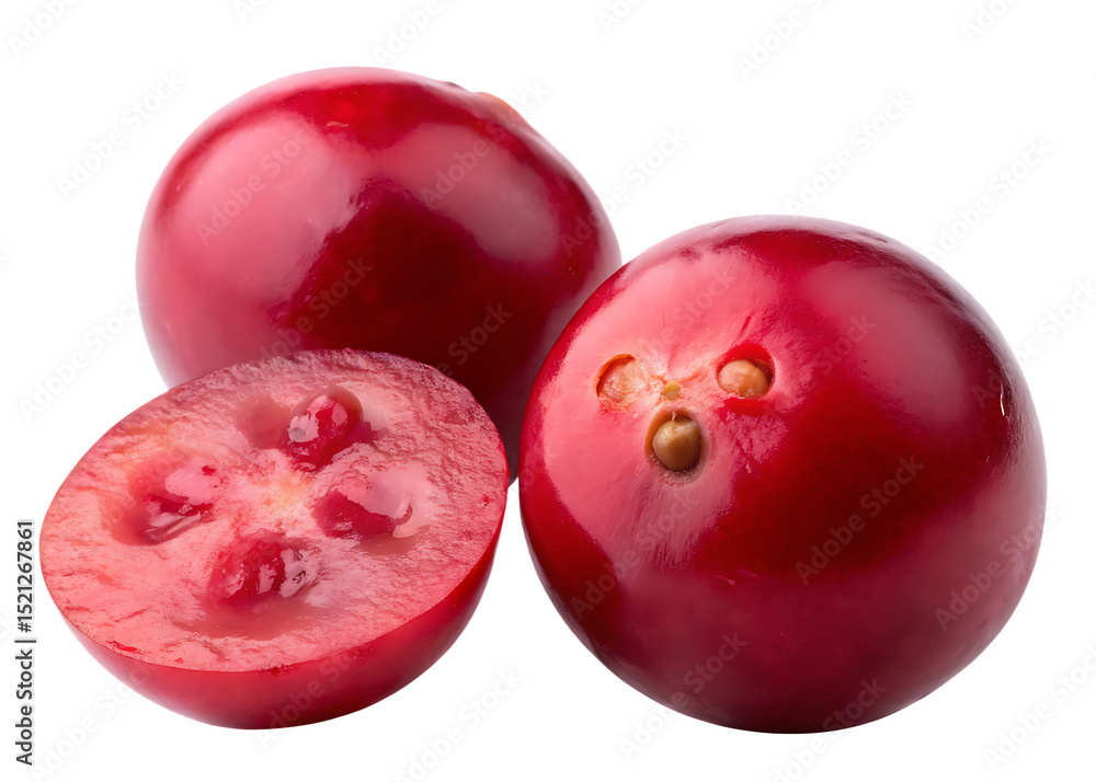 Fototapeta premium red cranberries isolated on white background PNG
