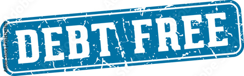 debt free rectangular sign. debt free stamp