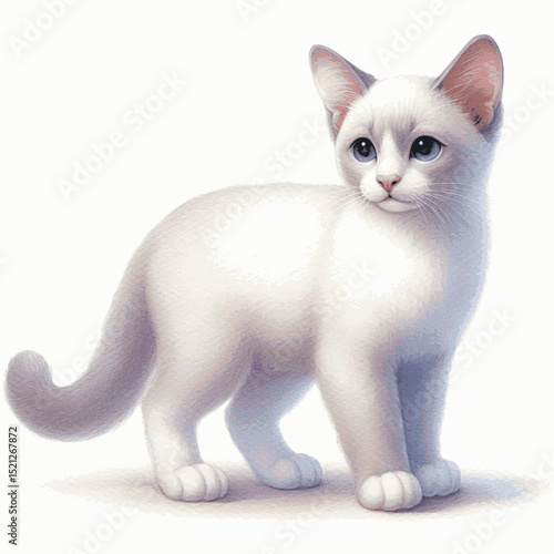 Alabaster Dreamflow Cat Khao Manee isolated watercolor vector illustration svg