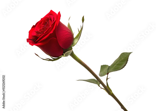 Fototapeta Naklejka Na Ścianę i Meble -   single red rose isolated on white background  PNG