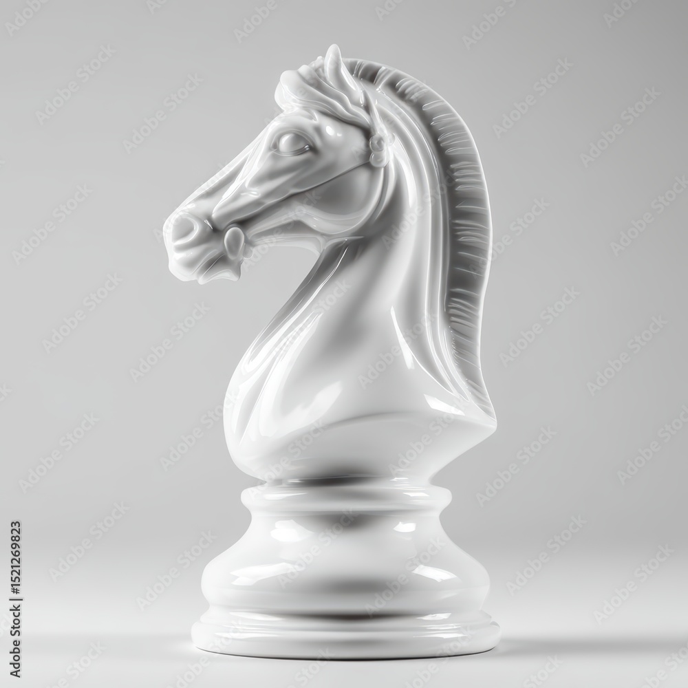 Obraz premium Chess knight piece isolated on clean white background