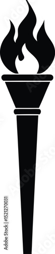 Torch black silhouette vector art and illustration