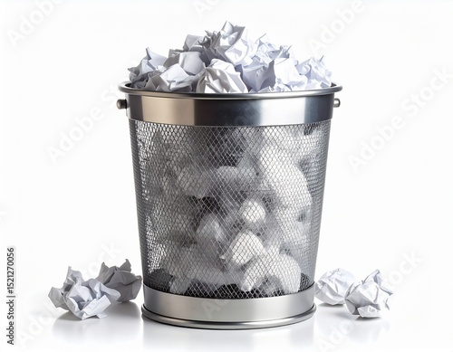trash bin with crumpled paper