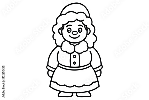 Cartoon Character Mrs Claus in Winter Outfit