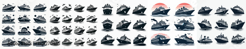 Vector set image silhouette of cruise ship