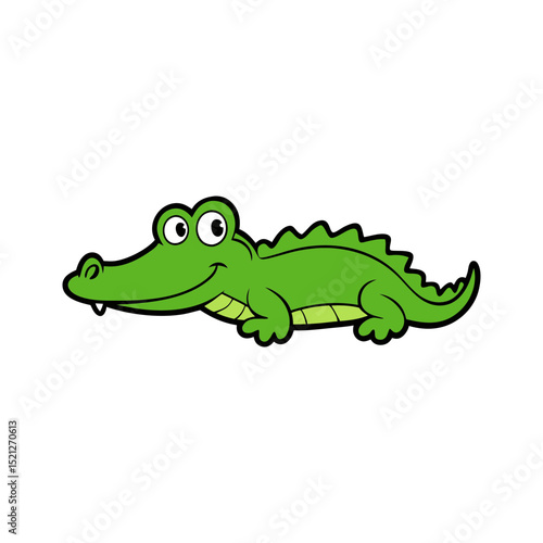 Cartoon illustration of a happy green crocodile