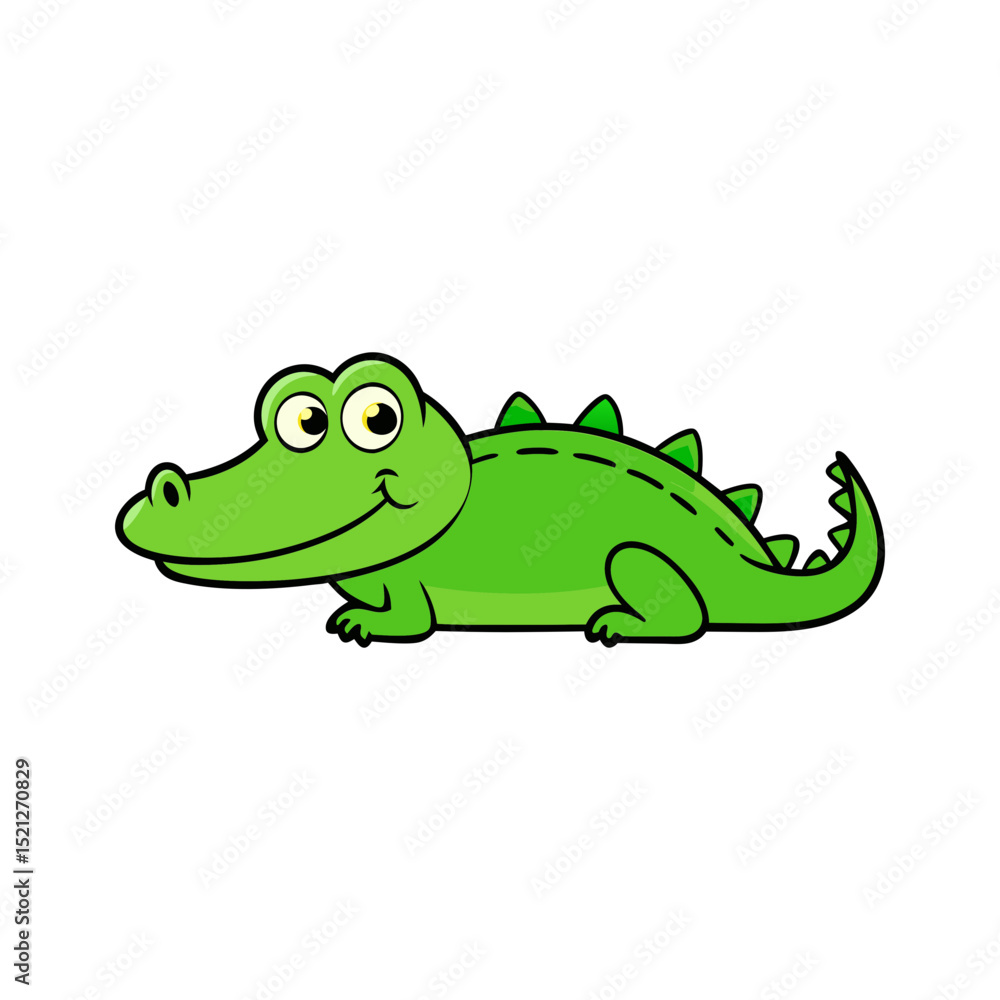Obraz premium Happy cartoon crocodile illustration for kids
