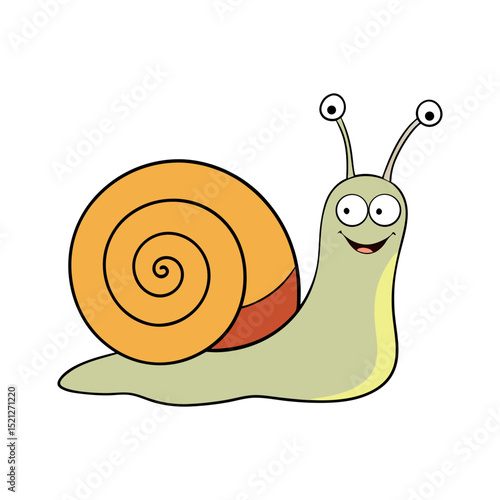 Happy cartoon snail illustration for children s book