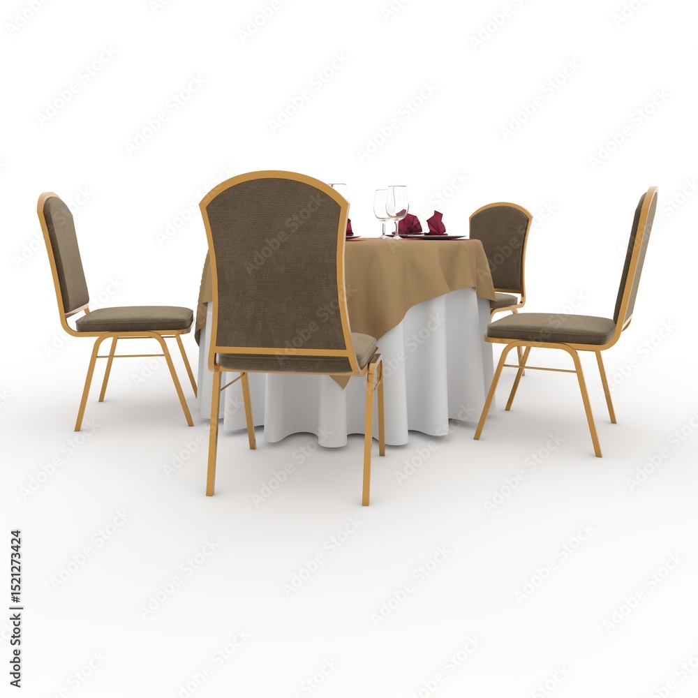 Fototapeta premium 3d render Banquet Table and Chair design element Furniture