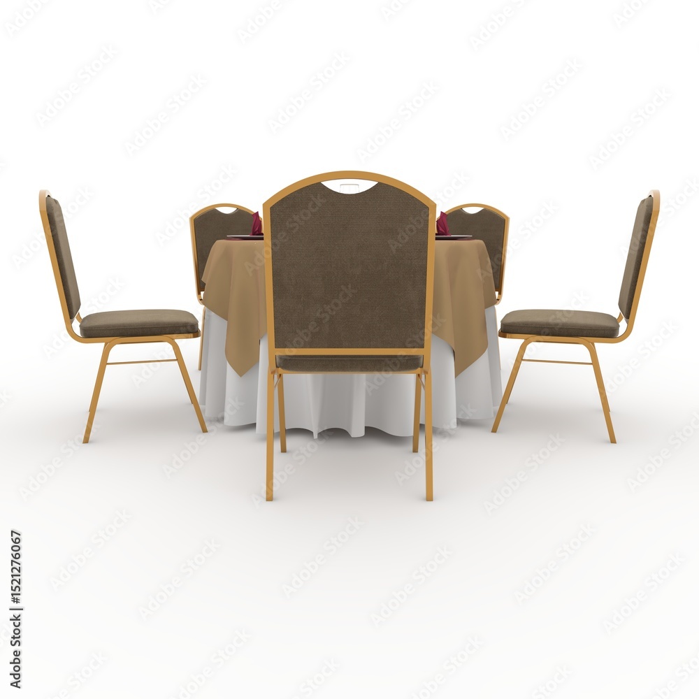 Obraz premium 3d render Banquet Table and Chair design element Furniture