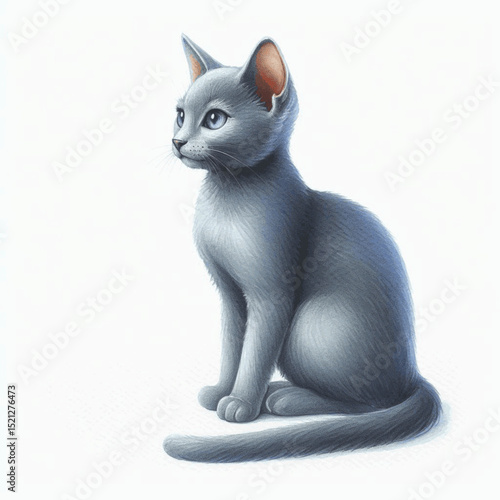 Watercolor Shadow Cat Russian Blue isolated vector illustration svg