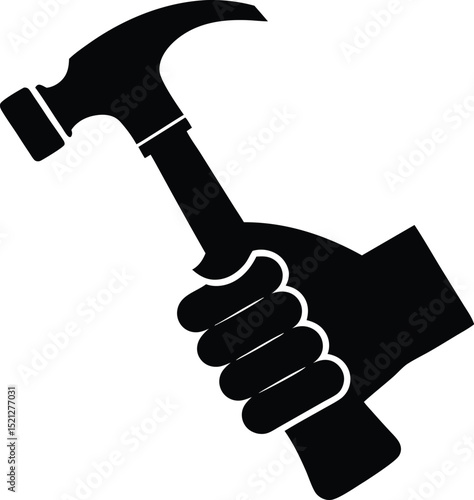 hand holding hammer vector 