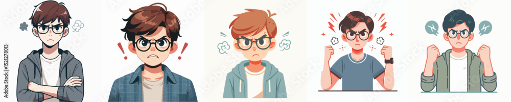 Obraz premium vector man with glasses angry expression