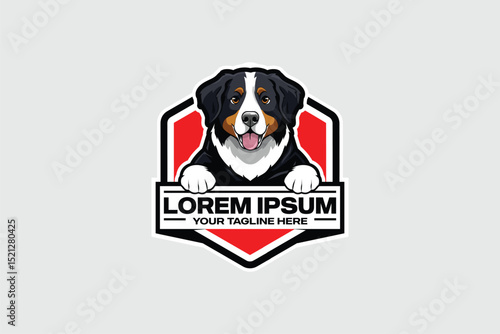 Bernese Mountain Dog cartoon character design mascot logo vector image template