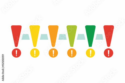 Color Coded Warning Levels with Exclamation Points horizontal bar graph showing increasing levels warnings represented exclamation points escalating colors from red green warning levels exclamation