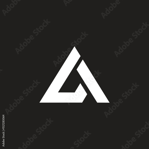 Triangle shape LA or AL minimal logo design vector.
