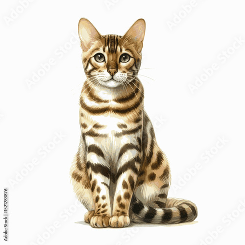 Metallic Marble Muse Cat Bengal isolated watercolor vector illustration svg