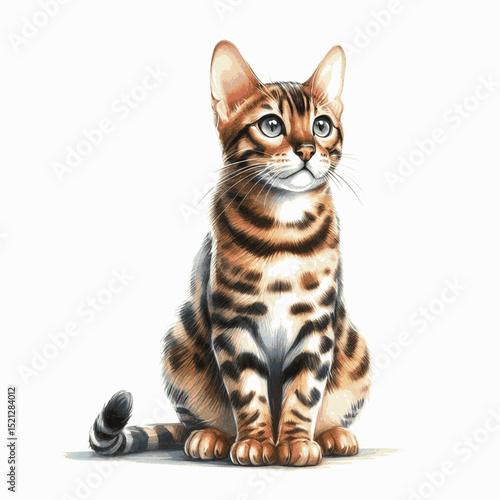 Spotted Jungle Flow Cat Bengal isolated watercolor vector illustration svg
