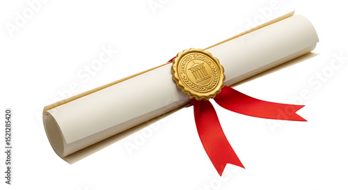 Graduation diploma certificate achievement education success scroll with ribbon