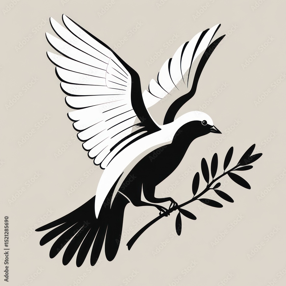 Fototapeta premium Black and white stylized dove