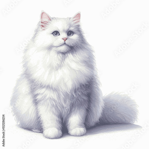 Elegance in Flow Cat Turkish Angora isolated watercolor vector illustration svg