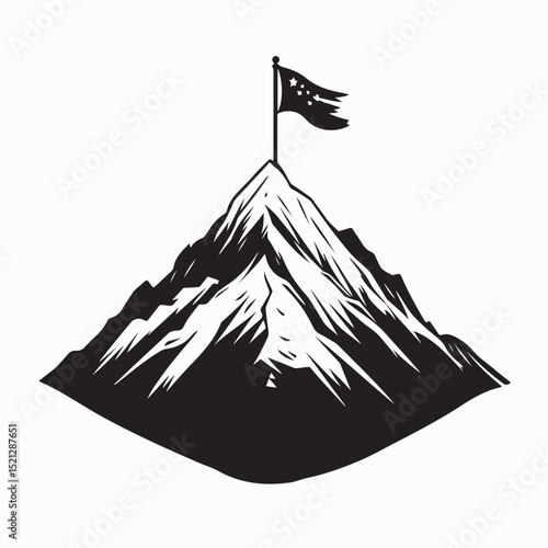 Mountain Summit Flag Images vector Isolated on white background.