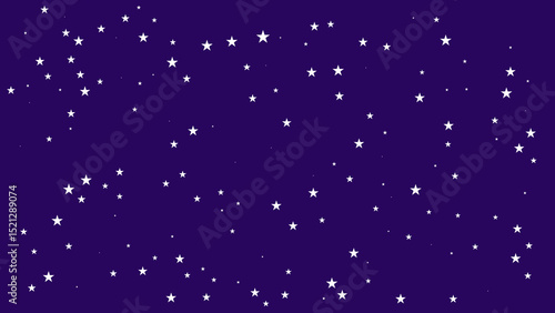 A dark purple night sky scattered with numerous white stars of varying sizes.