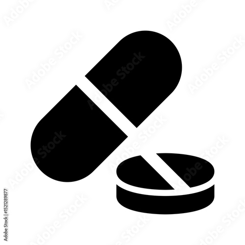 Pills glyph icon. Great for medical apps, pharmacy, or health UI.