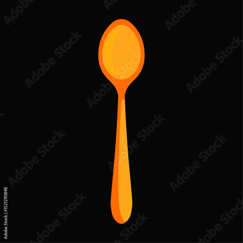 Spoon food icon on black background, simple kitchen utensil illustration, cutlery symbol for restaurant or cooking design
