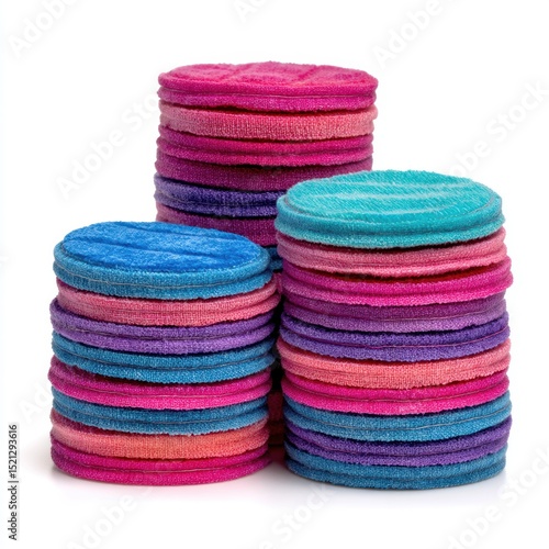 Reusable cotton rounds isolated on clean white background