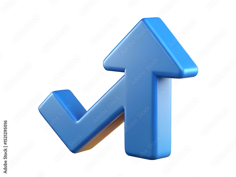 blue arrow 3D object on a white background blue arrow 3D object on a white background