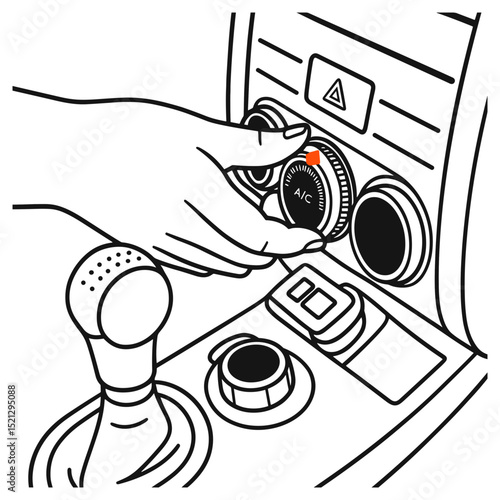 Car Interior Air Conditioner outline lines art style illustration of an inside of passenger vehicle, website ux ix background design