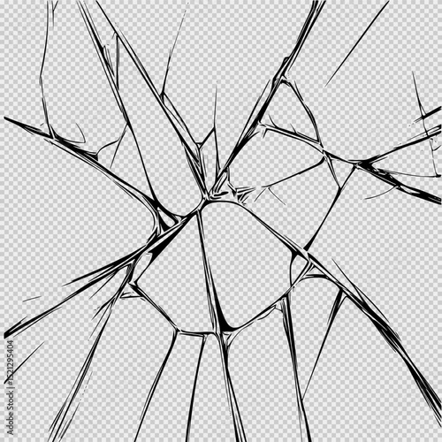 Minimal black and white line drawing of broken glass with clean, sharp outlines on a white background, ideal for prints, icons, T-shirts, or graphic design elements in modern compositions.