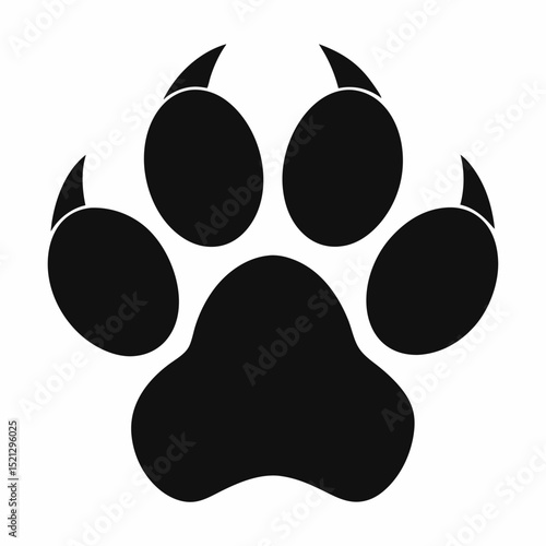 Black and white simple big cat paw print icon