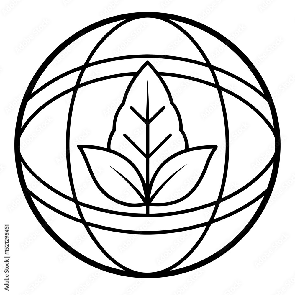 Obraz premium Global eco friendly leaf icon line art design, eco, friendly, leaf, icon