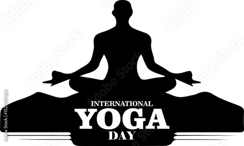 International yoga day vector illustration and international yoga day logo design with white background