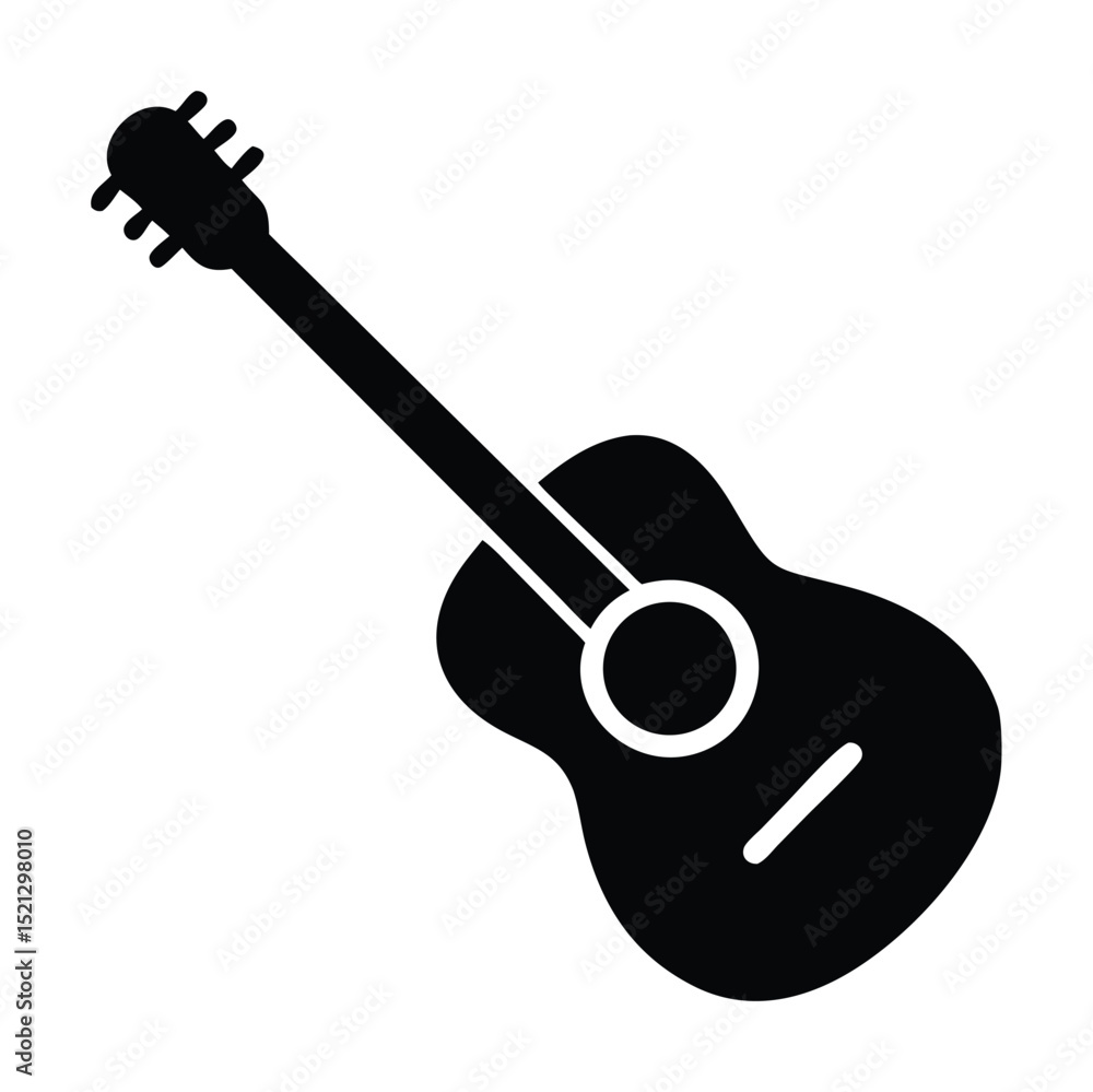 Black Acoustic Guitar Silhouette Icon – Minimalist Music Instrument Symbol Black Acoustic Guitar Silhouette Icon – Minimalist Music Instrument Symbol