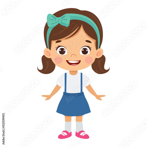 cute little kid girl show happy and friendly pose expression
