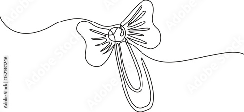 Continuous one line hair clip drawing minimalist design. Vector Illustration.